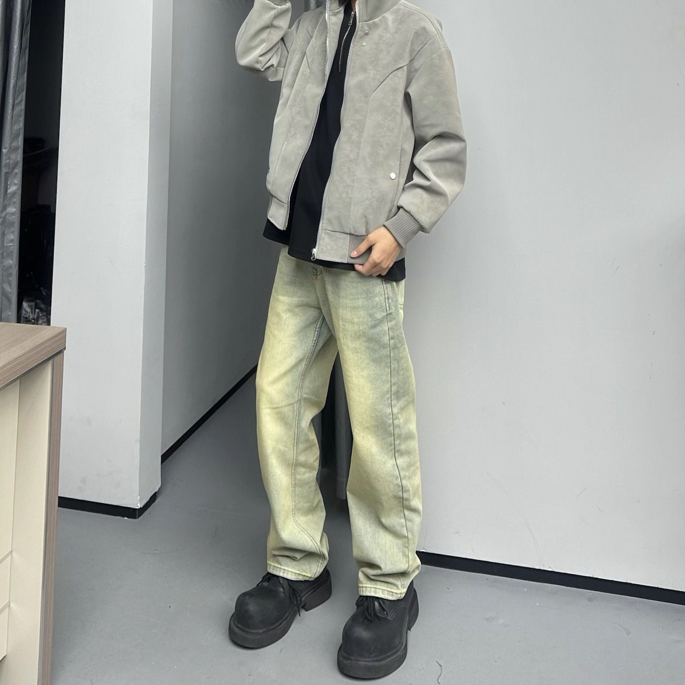 美式复古休闲水洗百搭显瘦牛仔裤男修身cleanfit风宽松直筒长裤子