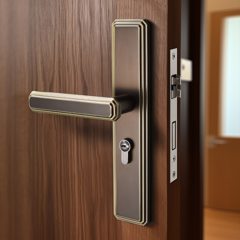 凡帝罗卧室门锁室内家用静音古铜色新中式复古门把手通用型锁具