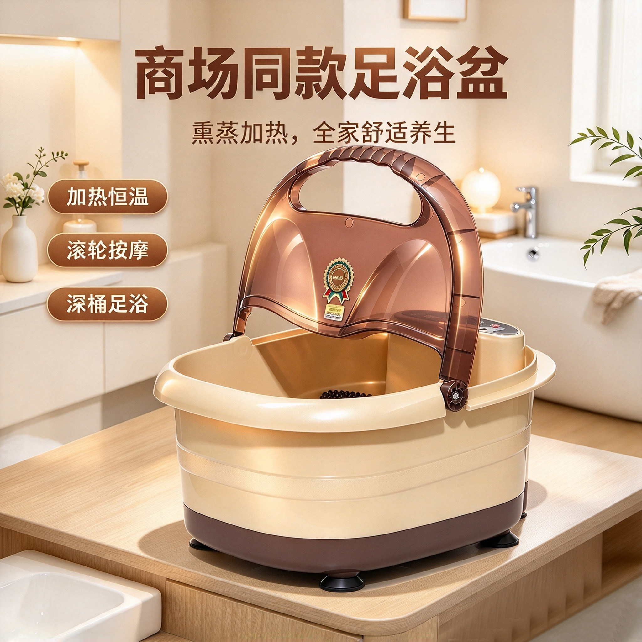 全自动泡脚桶带盖女泡脚桶电动加热足浴桶家用洗脚盆加热足疗家用
