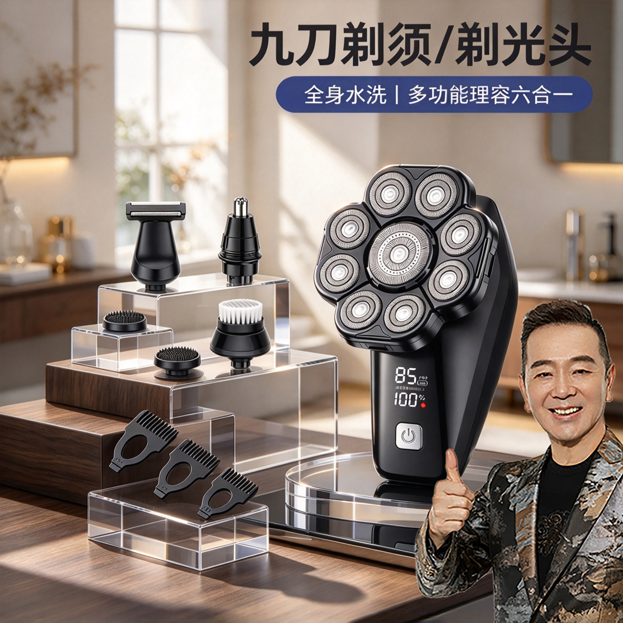 约克光头神器剃光头专用自刮剃须刀光头机电动剃头刀男刮胡刀智能