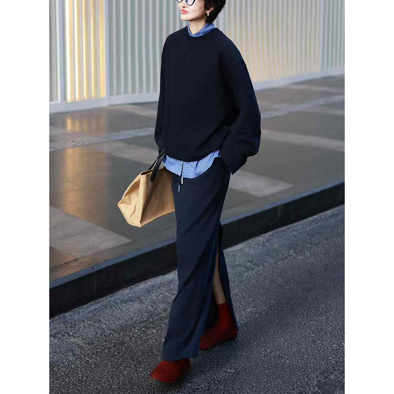 高级感巨好看的套装女秋季新款藏青圆领卫衣半身裙蓝格衬衫两件套,女装/女士精品,时尚套装,淘宝优惠券,粉丝福利购,淘宝优惠卷