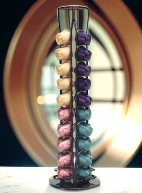 咖啡胶囊收纳Nespress小胶囊咖啡架储放可旋转胶囊咖啡金属架黑色