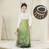 半身裙明制唐装 女童古装 小女孩2025年汉服夏季 儿童马面裙套装 薄款