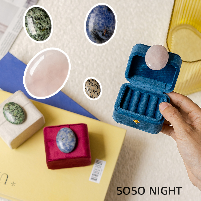 天然石便携首饰盒双层收纳盒