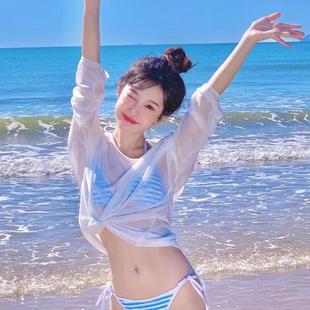 海边度假防晒比基尼罩衫 可下水泳衣外搭游泳宽松性感沙滩温泉外套