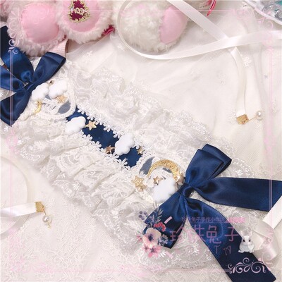 「珍珠兔」原创lolita手作华丽发带搭配 ap云小白云小物发带