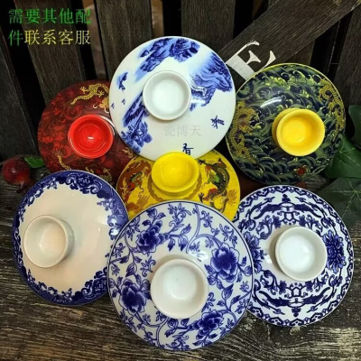 杯盖景德镇陶瓷个人杯水杯茶杯盖四件套龙杯杯盖茶漏托盘配件专拍