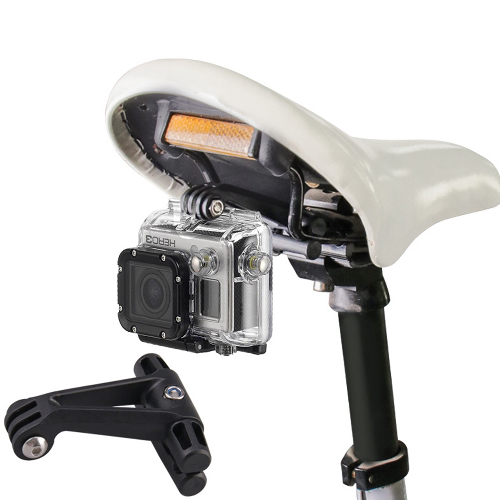 Gopro配件山狗小蚁运动相机自行车坐垫夹运动DV固定支架骑行配件