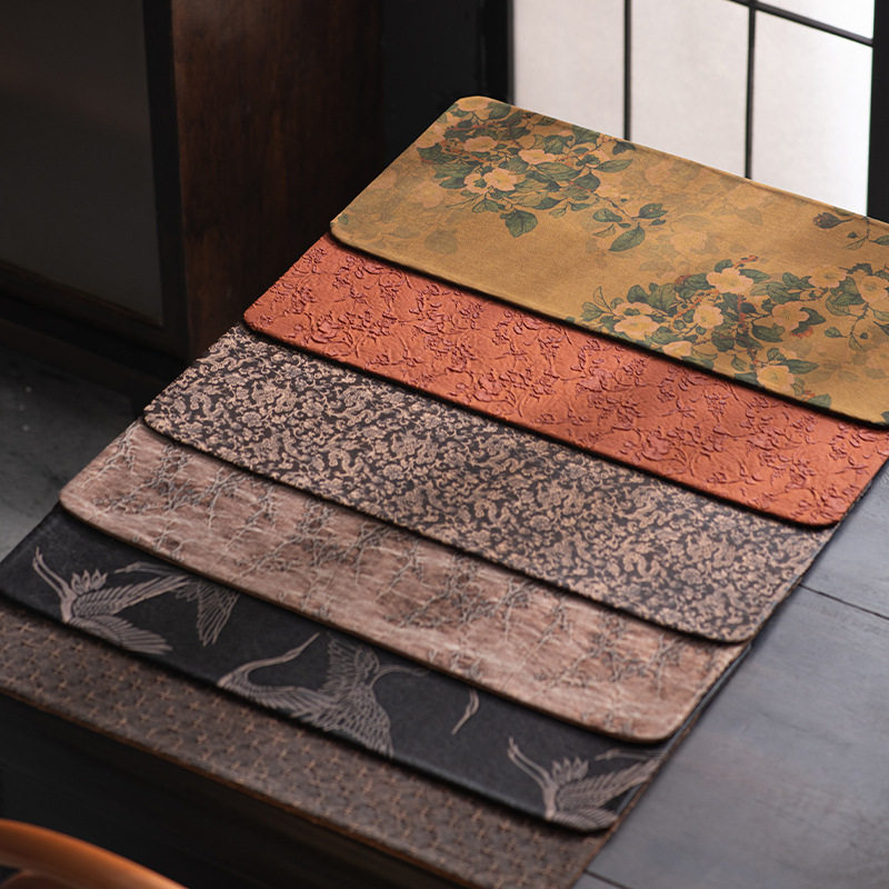 一人小茶席柞蚕丝茶席老料香云纱干泡垫真丝茶垫隔热垫家用茶席