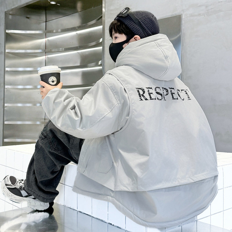 男童冬季加绒加厚棉服新款中大儿