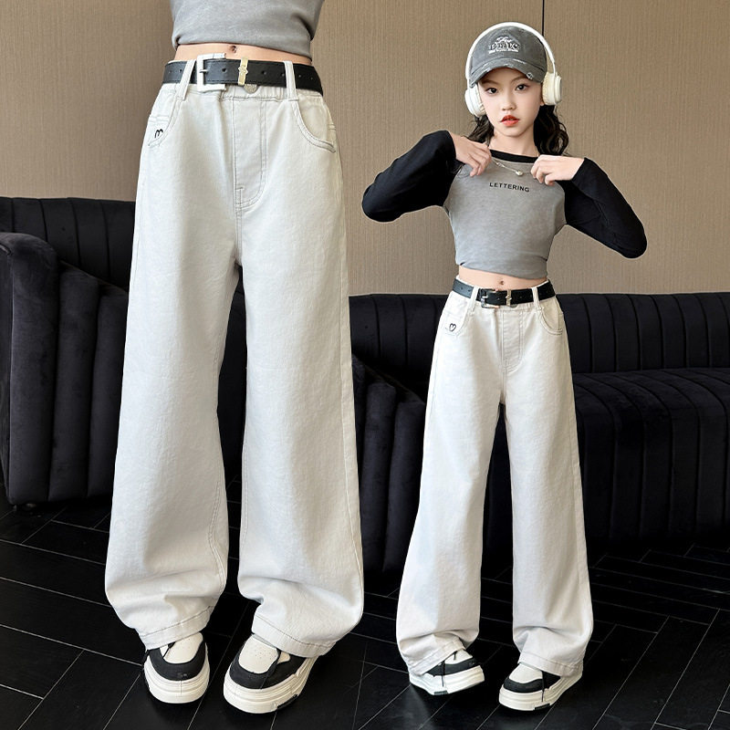 女童裤子白色春装新款中大儿童春
