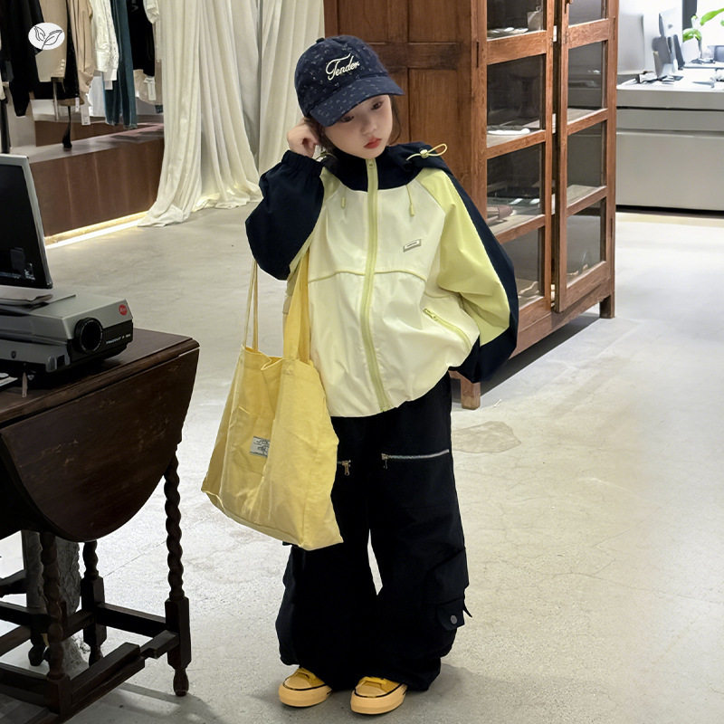 女童外套2026秋季新款中大童撞色