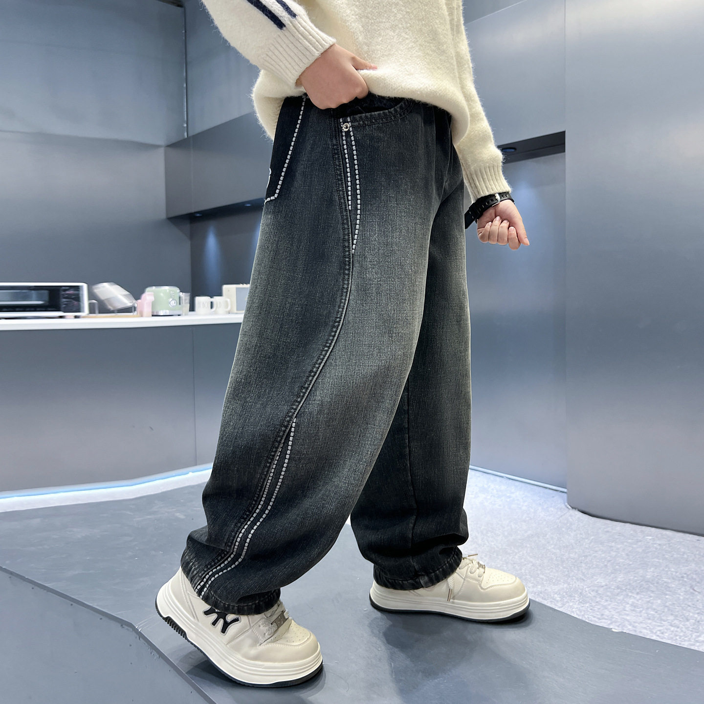 男童春季牛仔裤新款春秋大男孩直