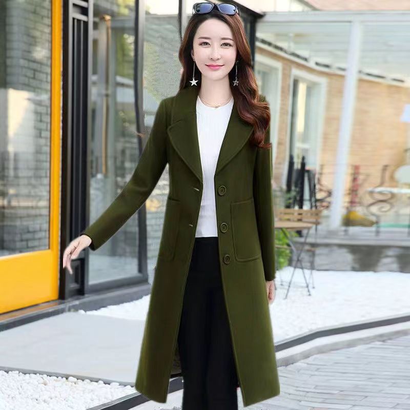 中长款毛呢外套女2025秋冬新款韩版修身显瘦加厚过膝百搭呢子大衣