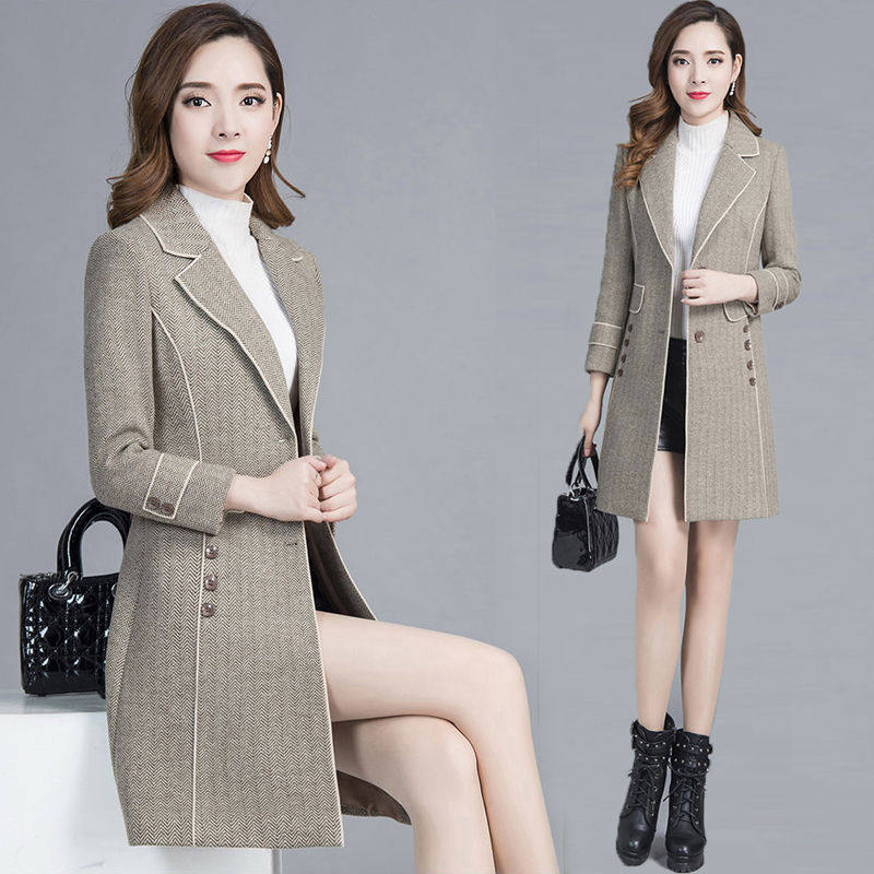 冬装毛呢外套女2023新款韩版修身显瘦气质时尚中长版中年呢子大衣