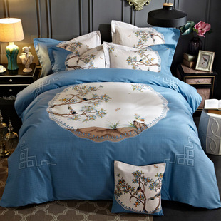 全棉四季 3D加厚磨毛四件套1.8m床单纯棉被套婚庆床上用品2.0双人