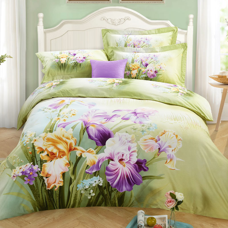 美式田园3D大版磨毛纯棉四件套活性全棉床上用品四件套1.8m床双人