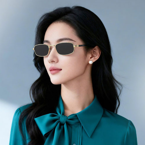 新款方形墨镜潮流高级感女士小框太阳镜金属镜框墨镜时尚眼镜