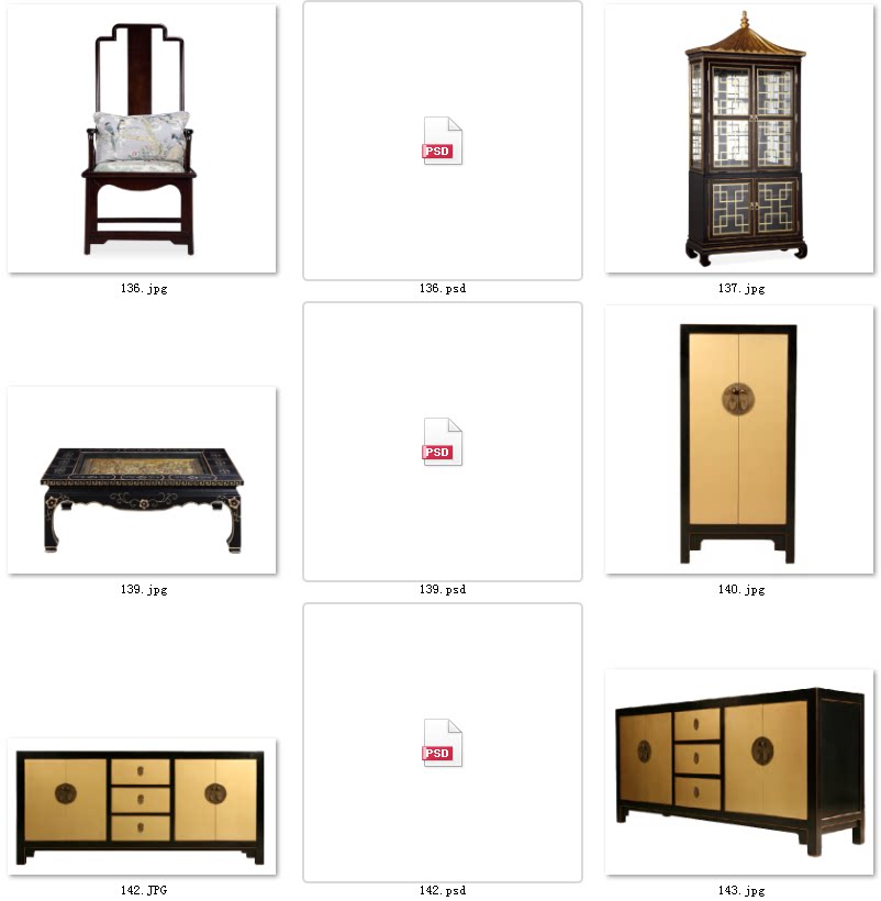 07素材现代家具图片新中式风格家具图片黑漆描金古家具图软装素材