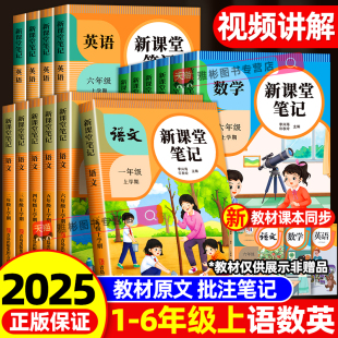 2025秋新课堂笔记一二年级三四五六年级上册语文数学英语人教版 新教材同步小学生预复习黄冈学霸随堂笔记教材解读课本原文辅导资料