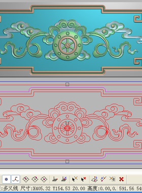 扶手板车轮精雕图横板八宝电脑雕刻图新款如意车轱辘灰度图浮雕图