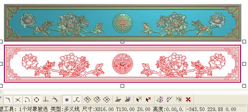 牡丹围板精雕图圆万字精品国色天香横板灰度雕刻图花鸟牙板浮雕图