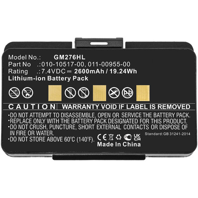 适用于佳明GPSMAP 276 276c 376 396 478导航仪电池010-10517-00