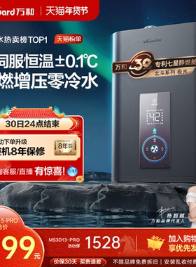万和家用防冻水伺服零冷水13升静燃增压燃气热水器极光MS3DPRO