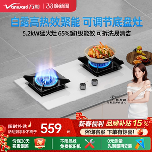 [品牌补贴]万和天然气燃气灶家用嵌入台式煤气猛火白色双灶具C5