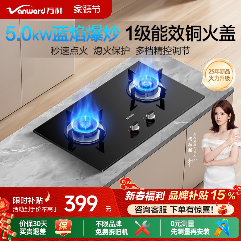 [品牌补贴]万和梅赛思燃气灶煤气家用双灶天然气液化气台嵌灶具X1