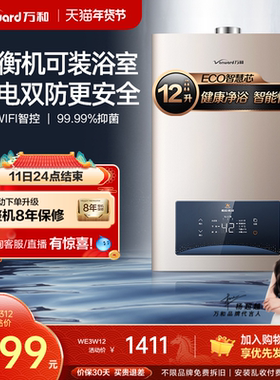 万和家用天然气液化气12升室内安装恒温节能平衡式燃气热水器WE3