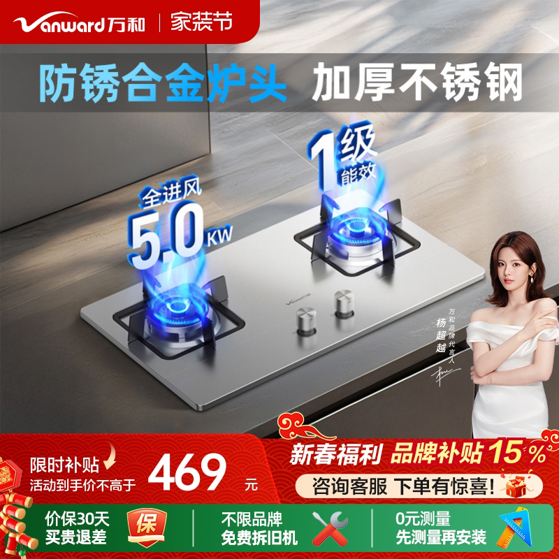[品牌补贴]万和嵌入式燃气灶煤气家用天然气液化气台式双灶具B6B