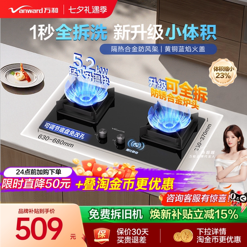[焕新补贴]万和燃气灶煤气双灶天然气液化气台嵌入式家用炉具C3