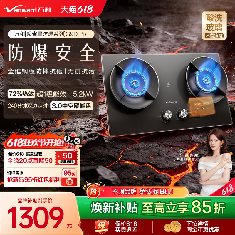 [焕新补贴]万和防爆定时燃气灶煤气灶家用双灶天然气酸洗G9D Pro