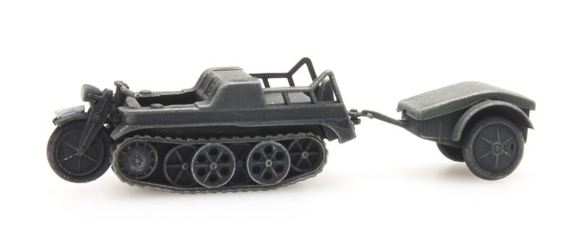 HO 成品 Artitec WW II 二戰德軍SdKfz 2 半履帶摩托車帶拖車系列 玩具/童车/益智/积木/模型 火车模型 原图主图