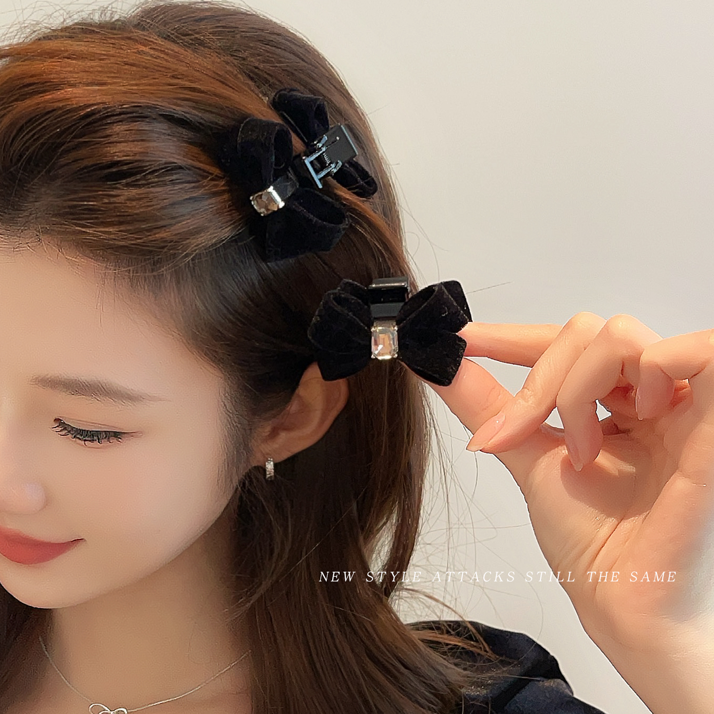 蝴蝶结发夹女秋冬小号侧边刘海夹