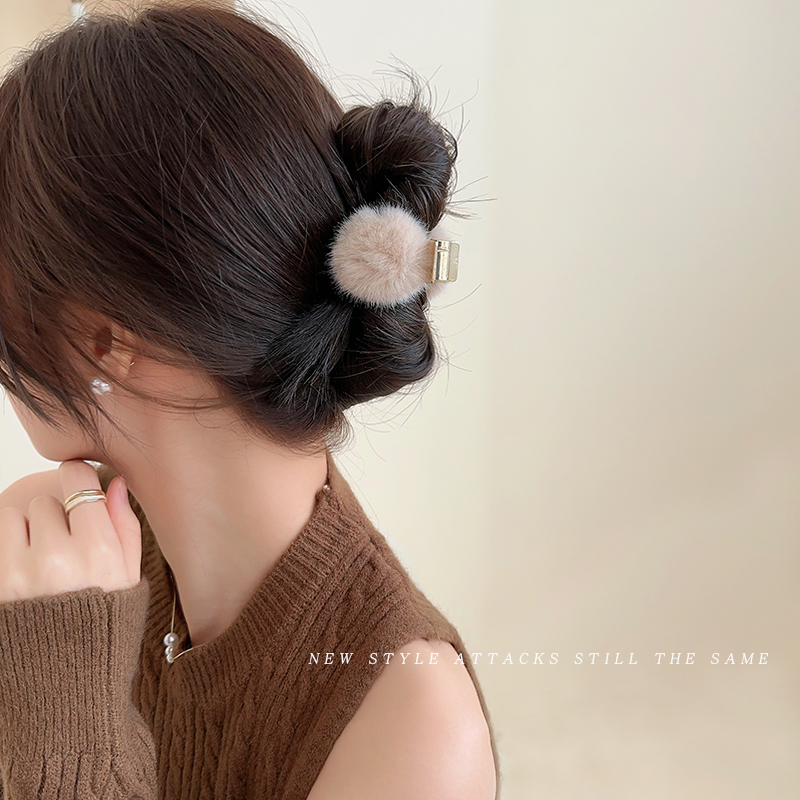 拉福抓夹毛绒秋冬后脑勺夹子发夹