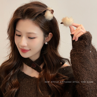 毛绒发夹女侧边刘海夹小号抓夹