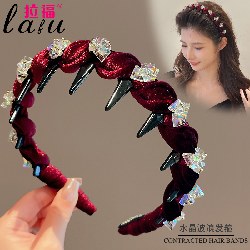 拉福发箍水钻高颅顶秋冬发卡头饰