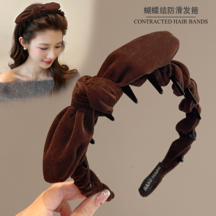 丝绒蝴蝶结发箍女高颅顶2025新款 秋冬日常外戴洗脸头箍压发卡头饰