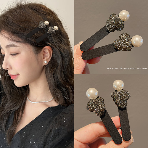 拉福边夹珍珠韩版侧边刘海发夹