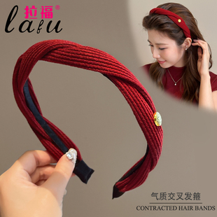 红色发箍女款 网红高颅顶发带洗脸头箍压发卡秋冬发捆头饰 2025新款