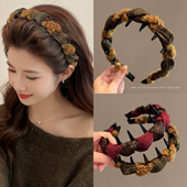 秋冬毛线发箍女款 2025新款 高颅顶洗脸专用头箍带齿压发卡发捆头饰