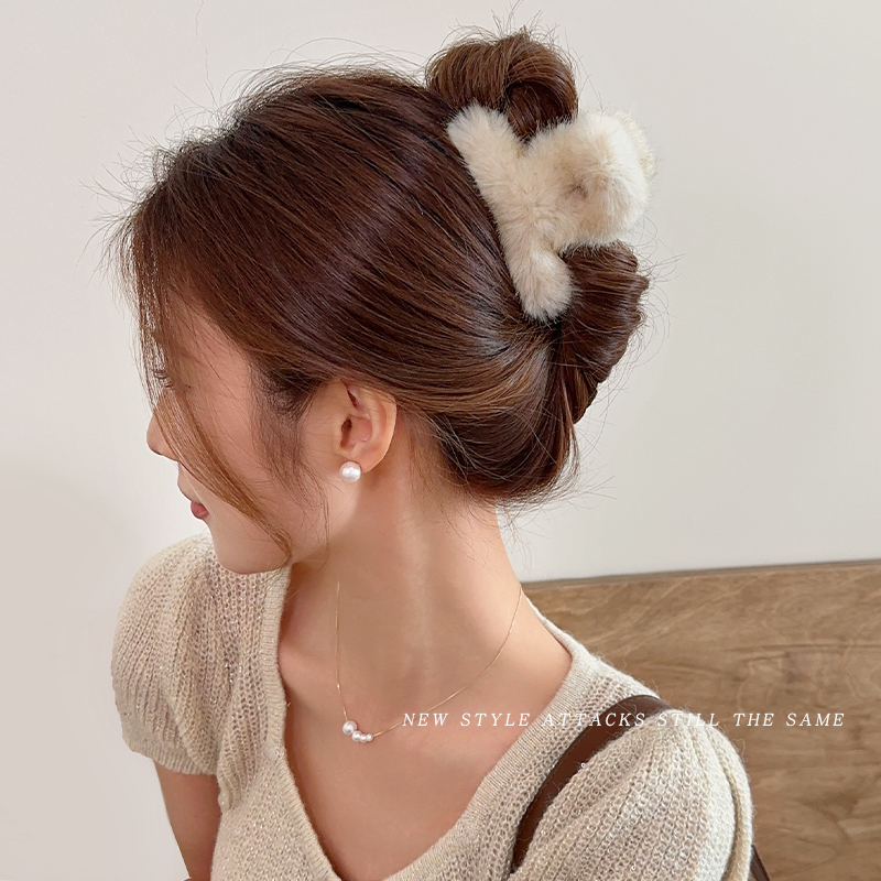 拉福抓夹毛绒秋冬后脑勺发夹头饰