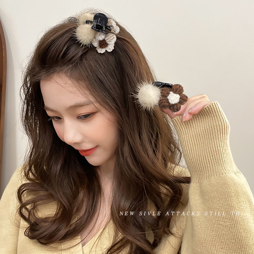 韩国发夹毛绒刘海夹抓夹网红