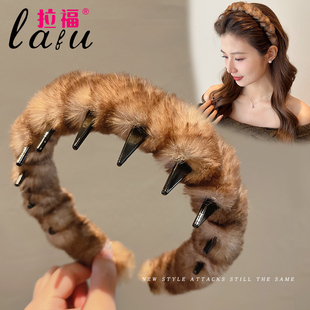 秋冬毛绒发箍女款 高颅顶洗脸专用头箍日常外戴发带压发卡发捆头饰