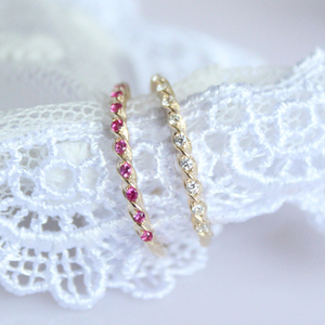 兔兔韩国纯14K金宫廷感戒指 群镶小花戒可叠戴指环 双色入需订货