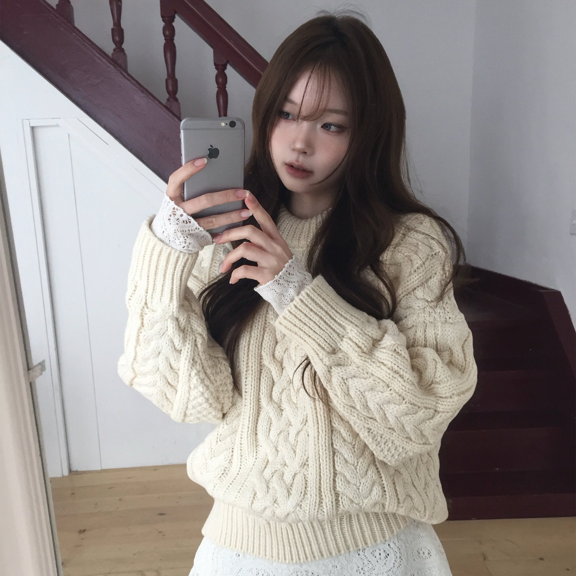 韩国复古小众高级感麻花纹毛衣针织羊毛衫日系慵懒风套头