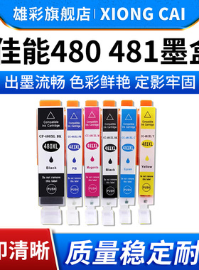 雄彩适用佳能480 481墨盒canon TR7540 TR8540 TS6140 TS8140 TS9140打印机墨水盒PGI-480XXL CLI-481XXL墨盒