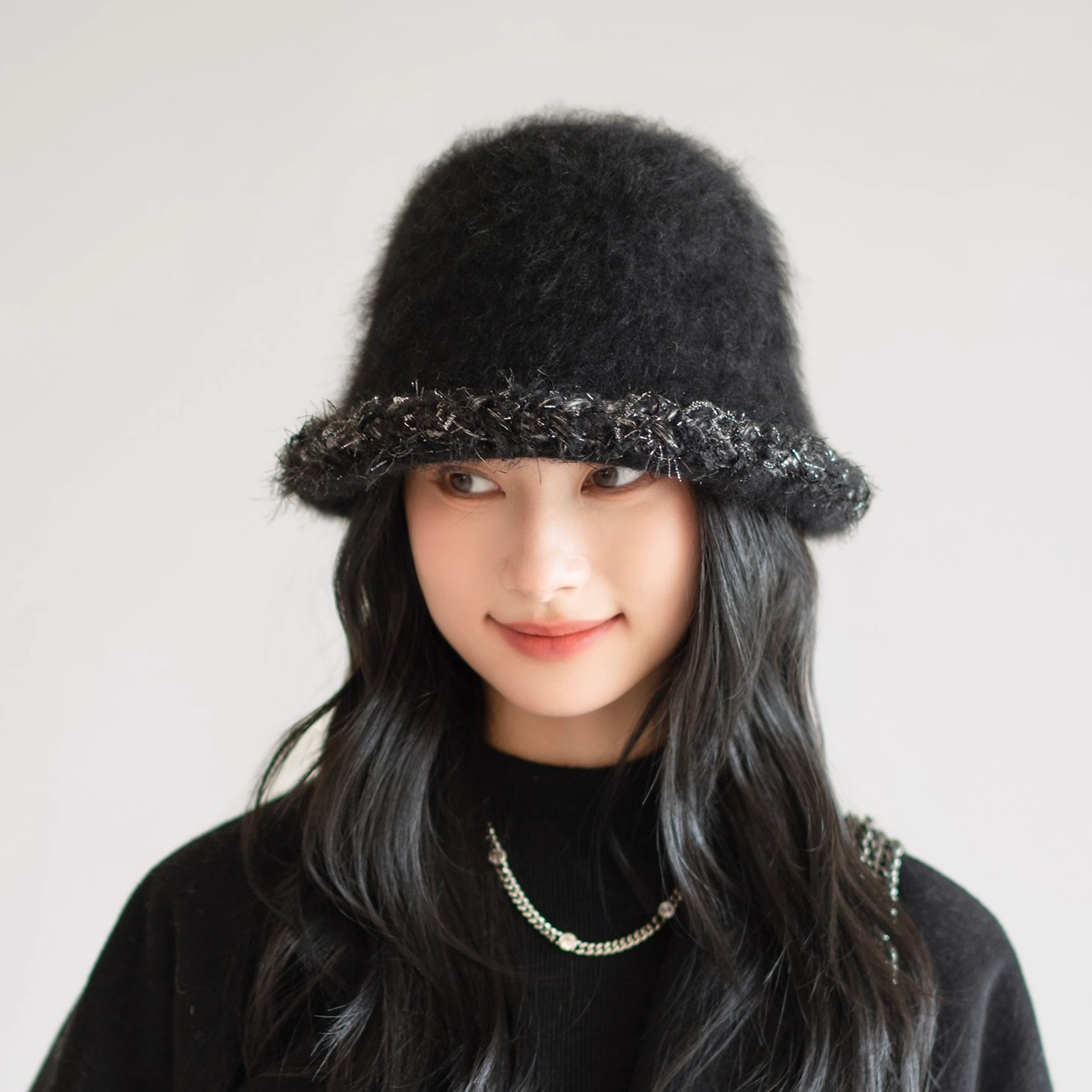 疯帽子轻奢小香风兔毛渔夫帽